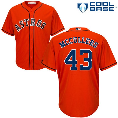 Astros #43 Lance McCullers Orange Cool Base Stitched Youth MLB Jersey - Click Image to Close